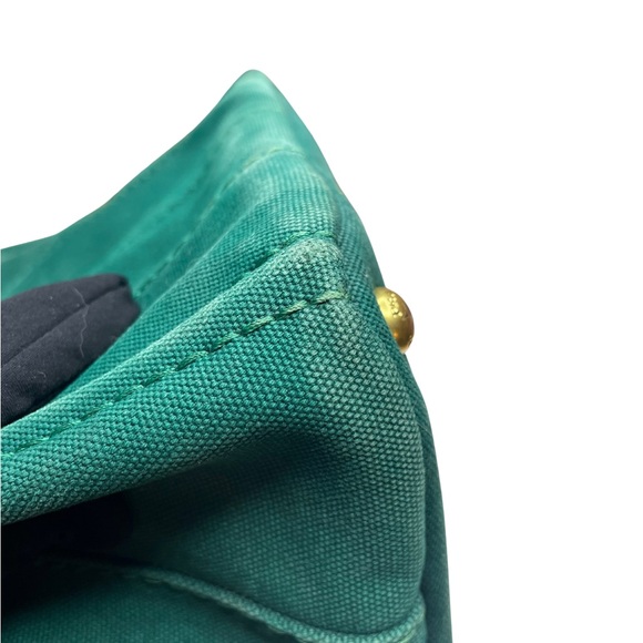 Authentic PRADA Canapa Tote with Gold Hardware & Crossbody Strap - Green Canvas - Picture 11 of 13